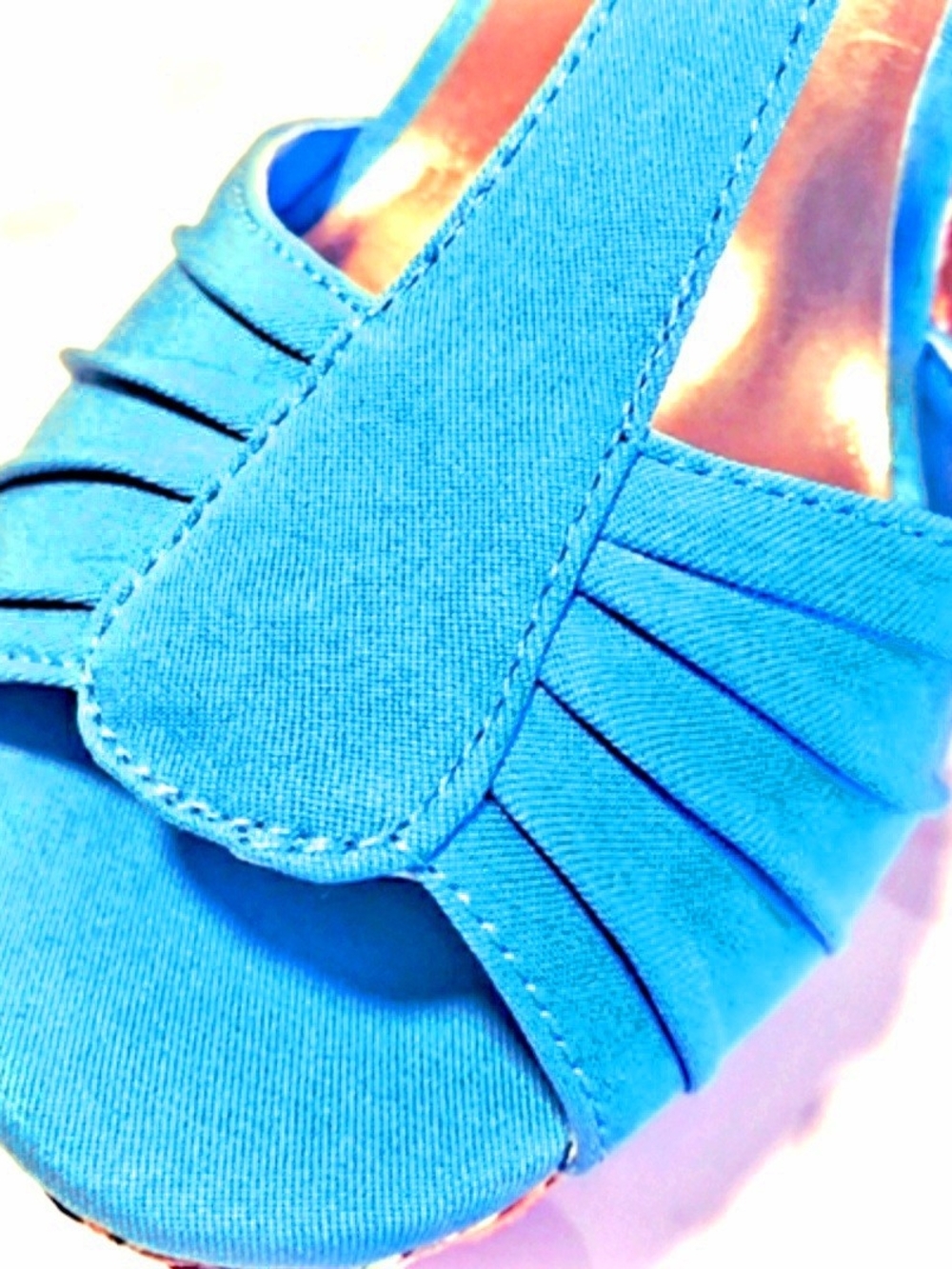 *NIB Qupid Multicolor Woven Espadrille Wedge Platform Sandals Turquoise Sz 8.5 - Picture 9 of 14